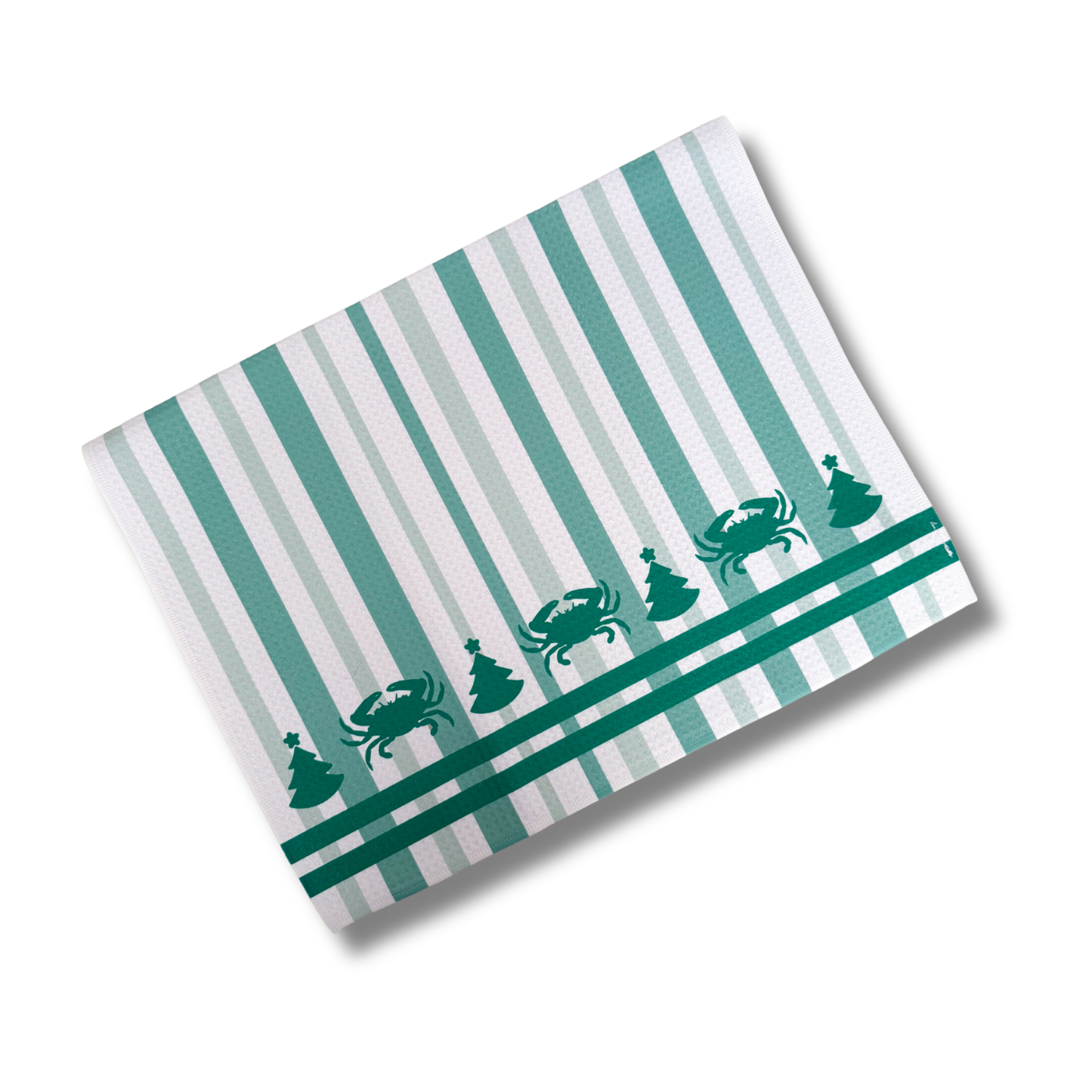 Green Christmas Crab Kitchen Dish Towel