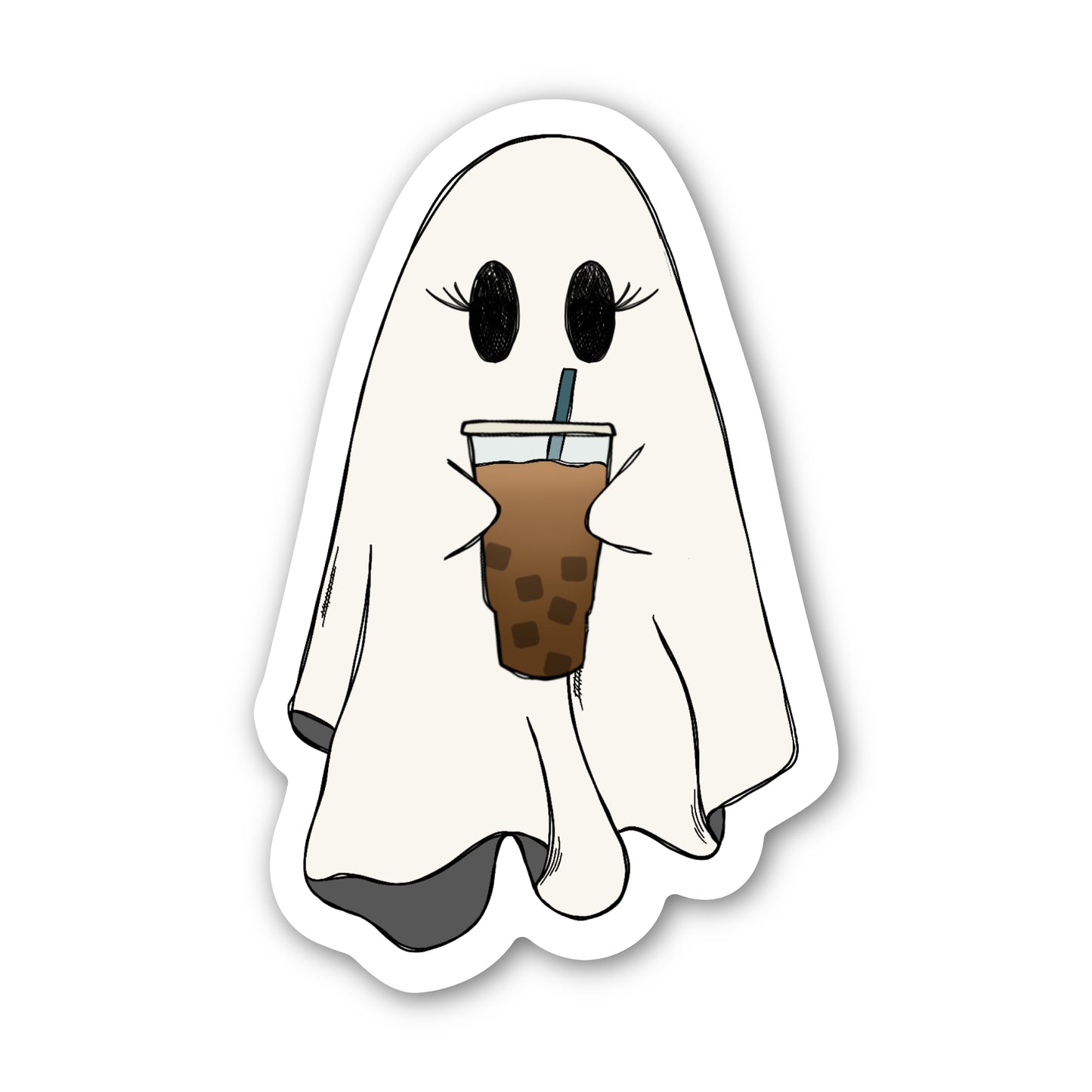 Ghost Drinking Iced Coffee Sticker