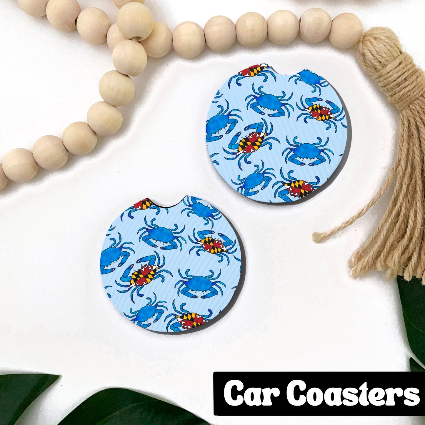 Maryland Blue Crab and Flag Car Coasters