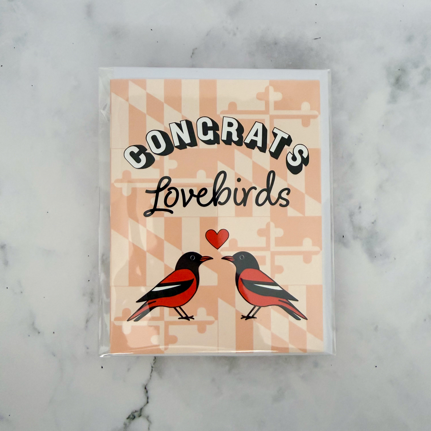 “Congrats Lovebirds” Orioles-Inspired Greeting Card