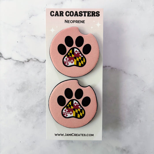 Maryland Dog Paw Car Coasters