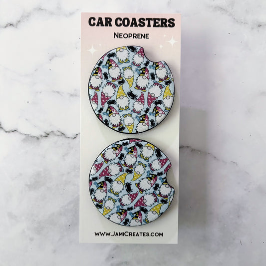 Maryland Gnome Patterned Car Coasters