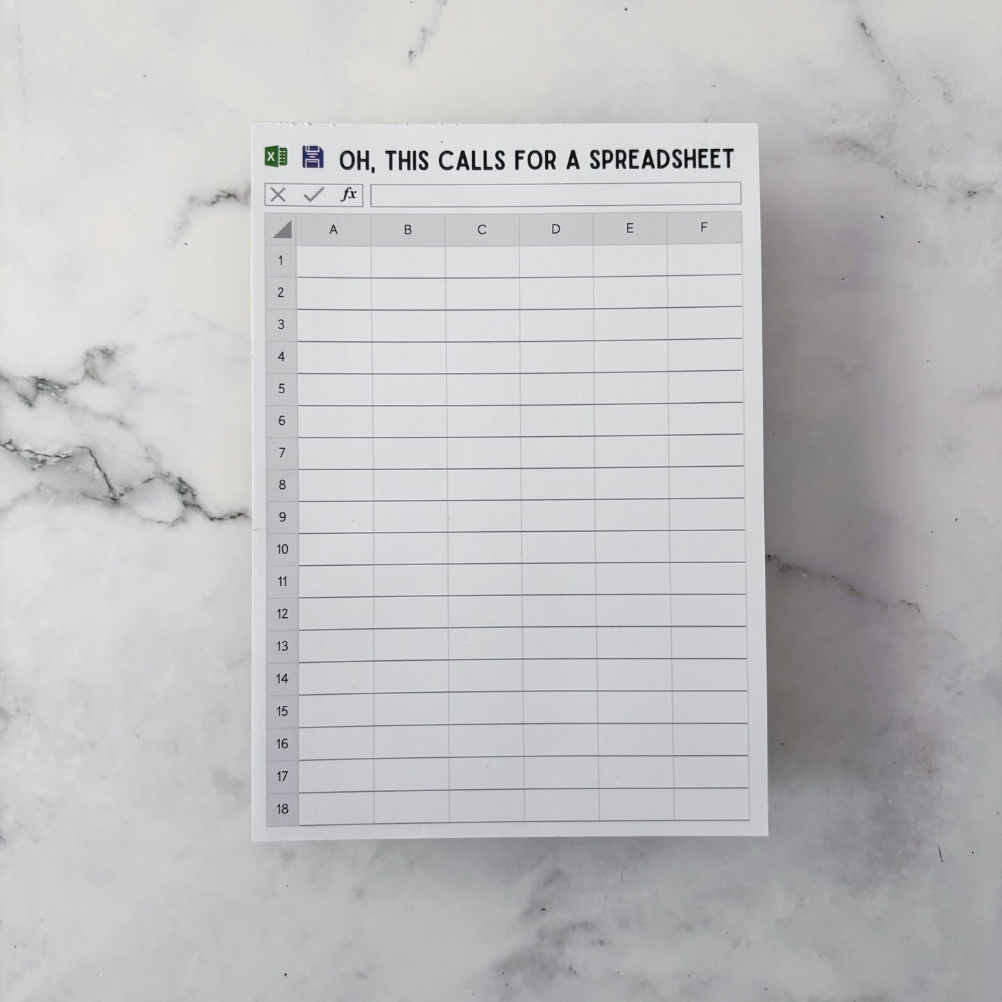 Oh, This Calls For A Spreadsheet Excel Notepad 5x7