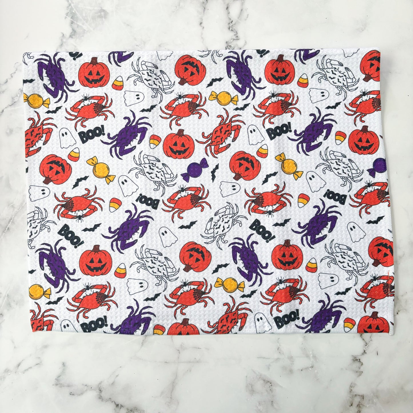 Maryland Halloween Crab Patterned Waffle Kitchen Dish Towel