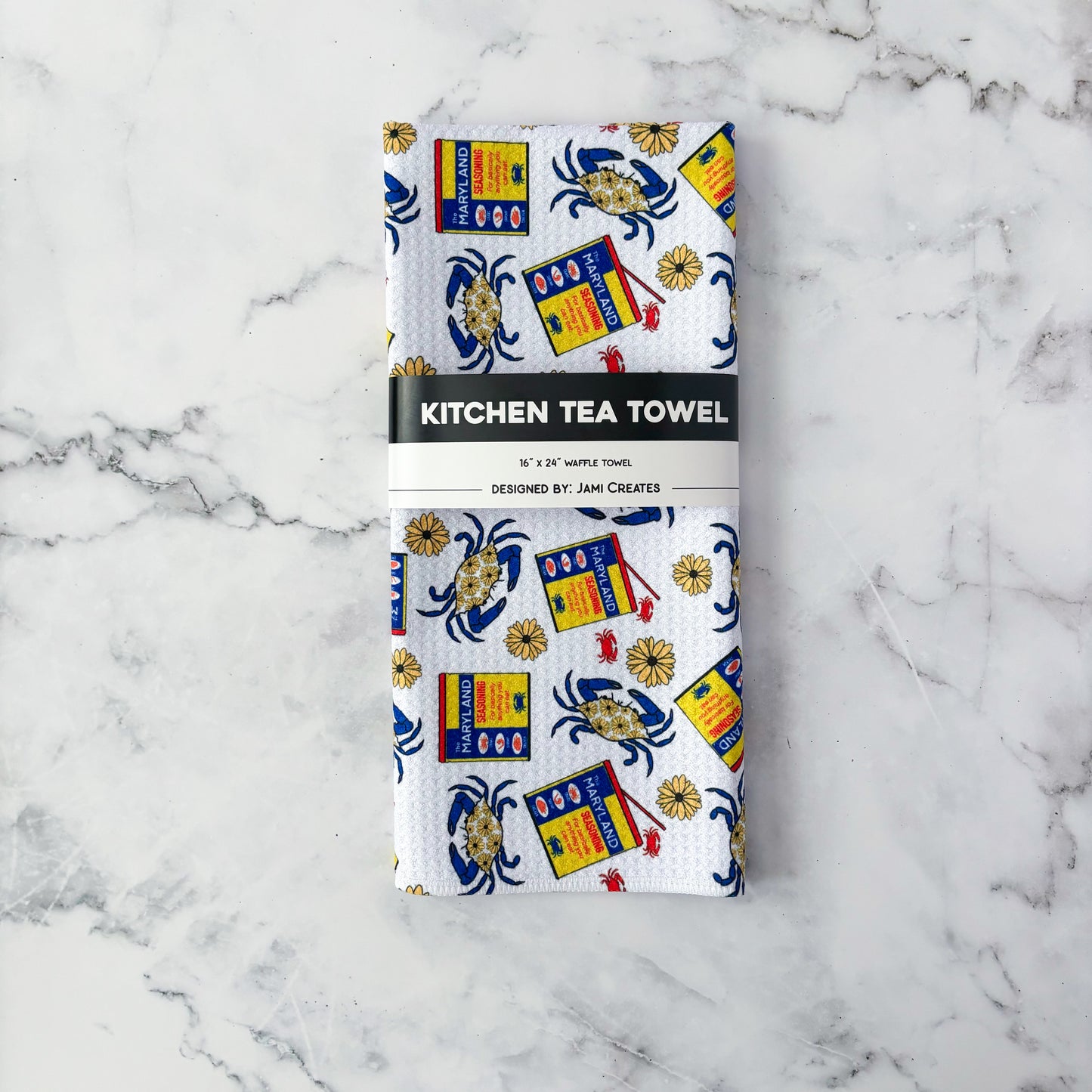 Maryland Seasoning Patterned Waffle Kitchen Dish Towel