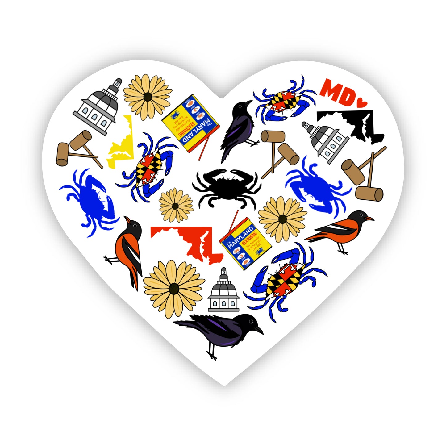 Maryland Favorite Things Heart Sticker