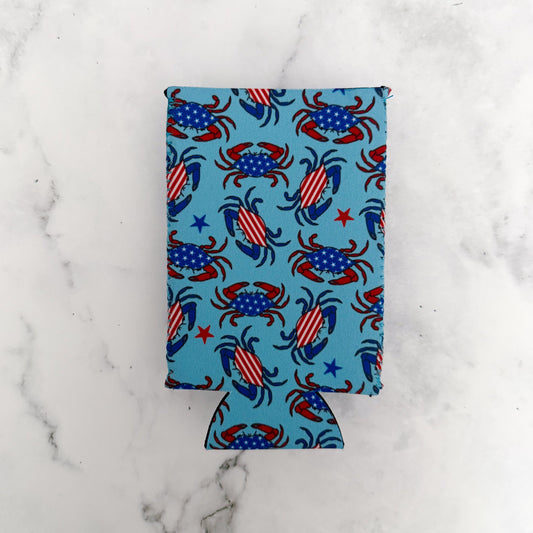 Patriotic Crab Skinny Can Cooler
