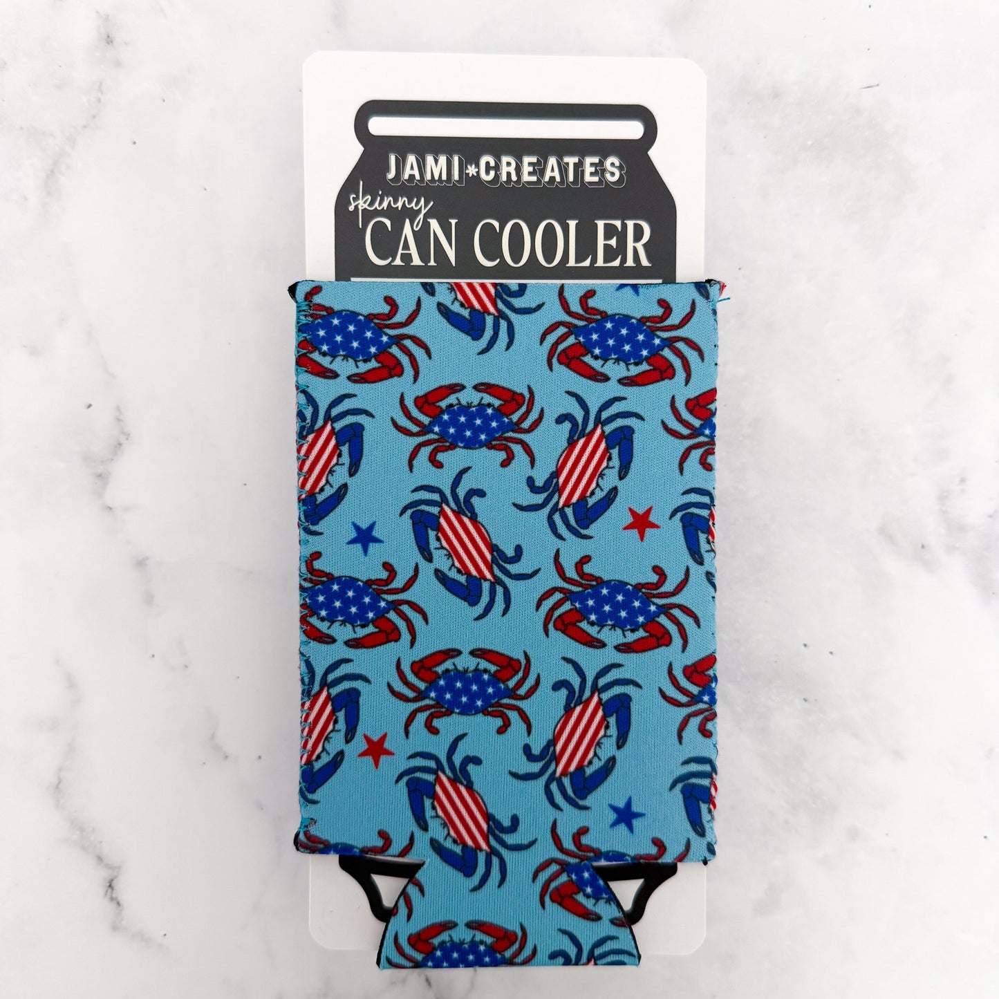 Patriotic Crab Skinny Can Cooler