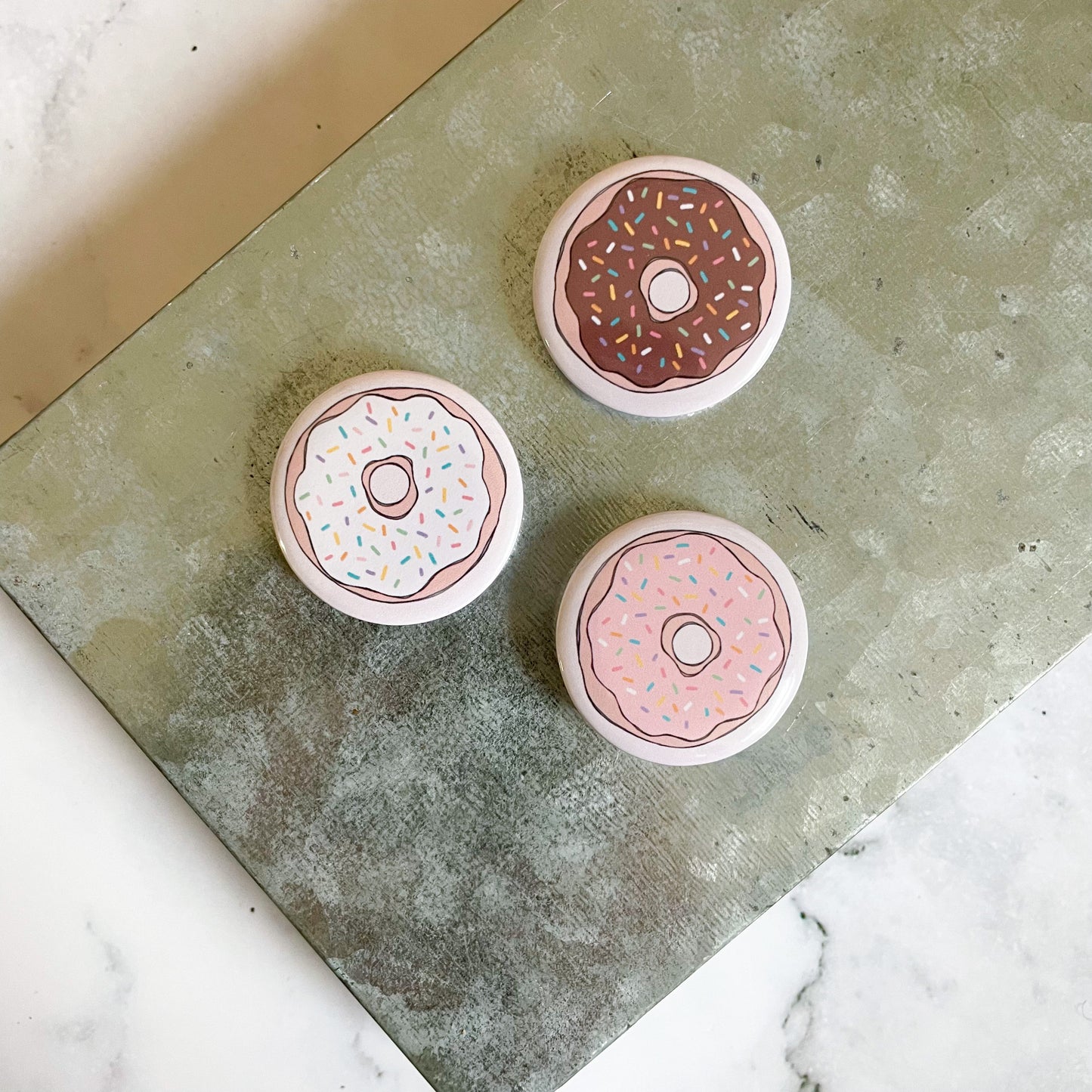 Chocolate Sprinkle Donut Button / Badge