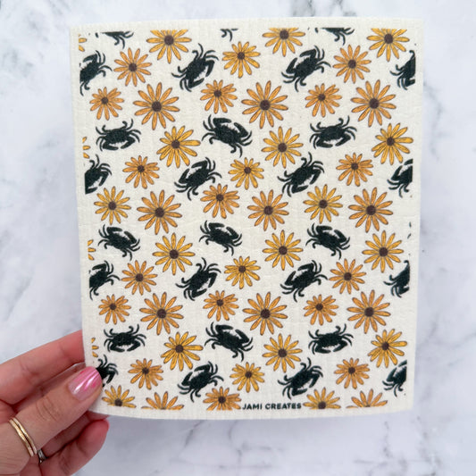 Maryland Black Eyed Susan Crab Swedish Dish Cloth