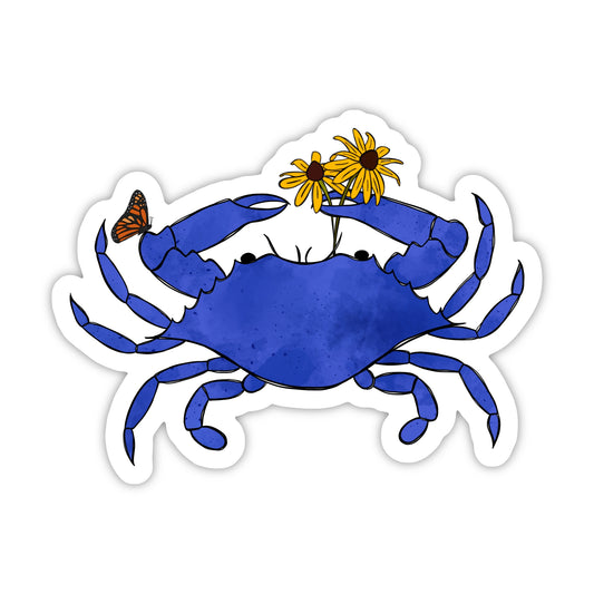 Blue Crab Wildflower Sticker