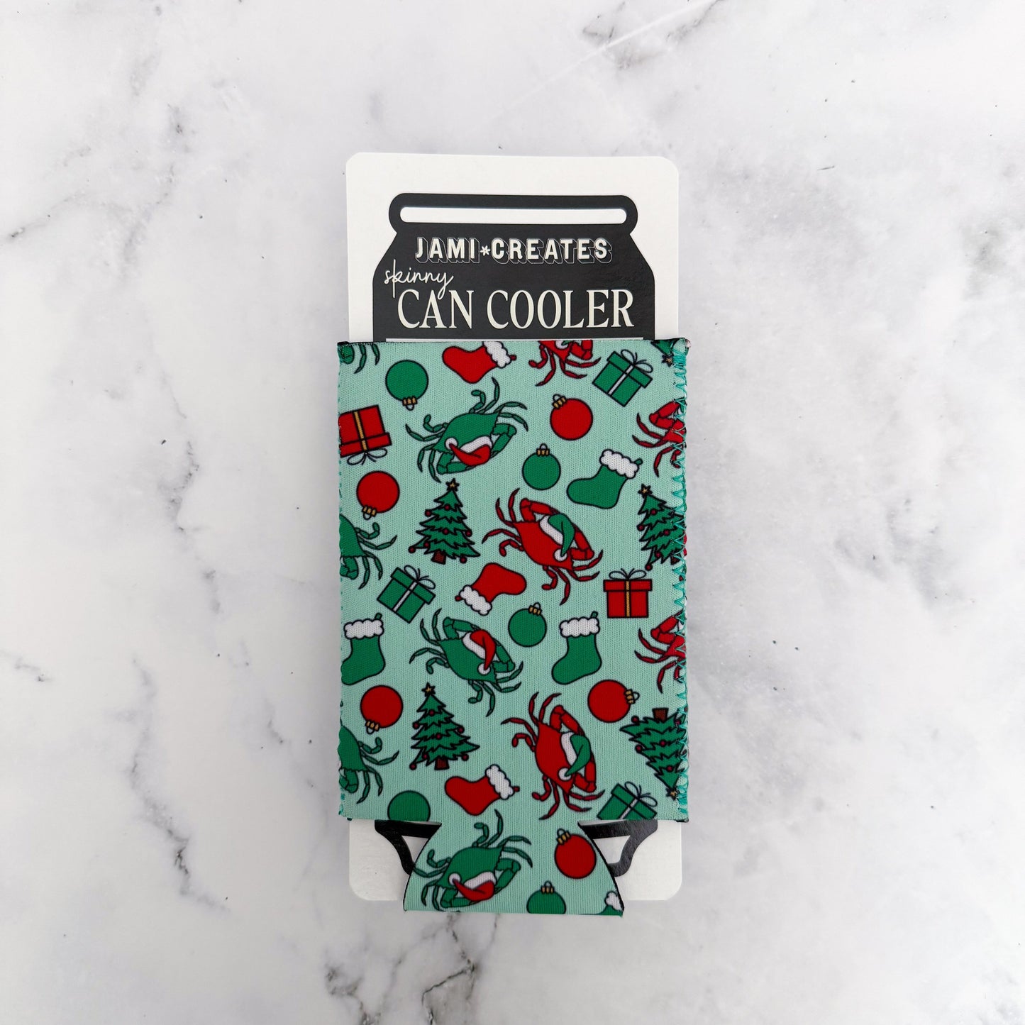 Christmas Crab Skinny Can Cooler