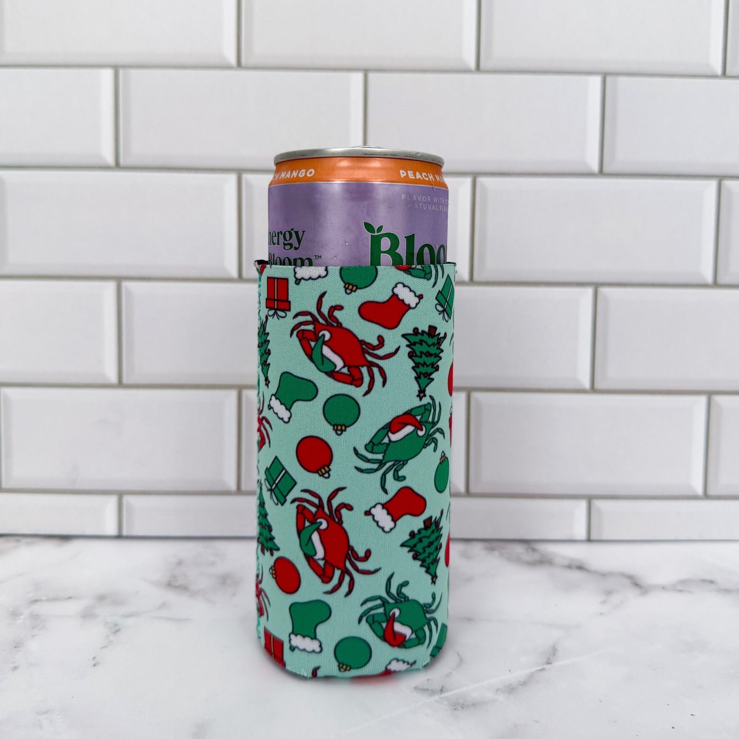 Christmas Crab Skinny Can Cooler