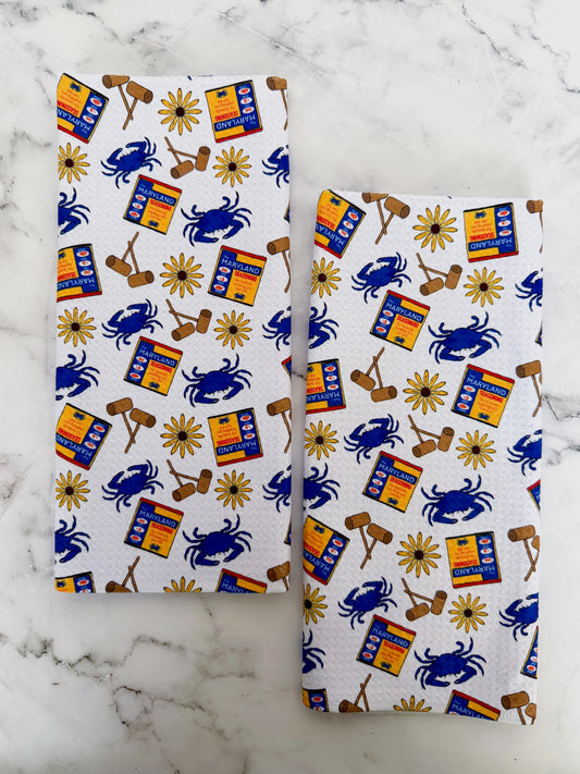 Maryland Seasoning Crab Feast Kitchen Dish Towel