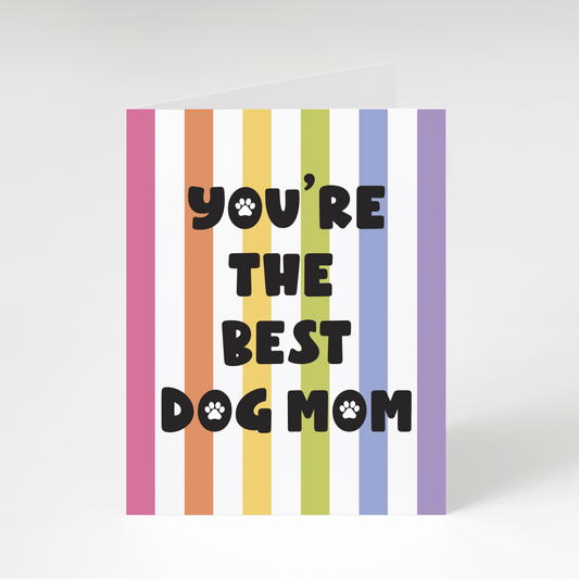 Happy Mothers Day Dog Mom Rainbow Striped Greeting Card