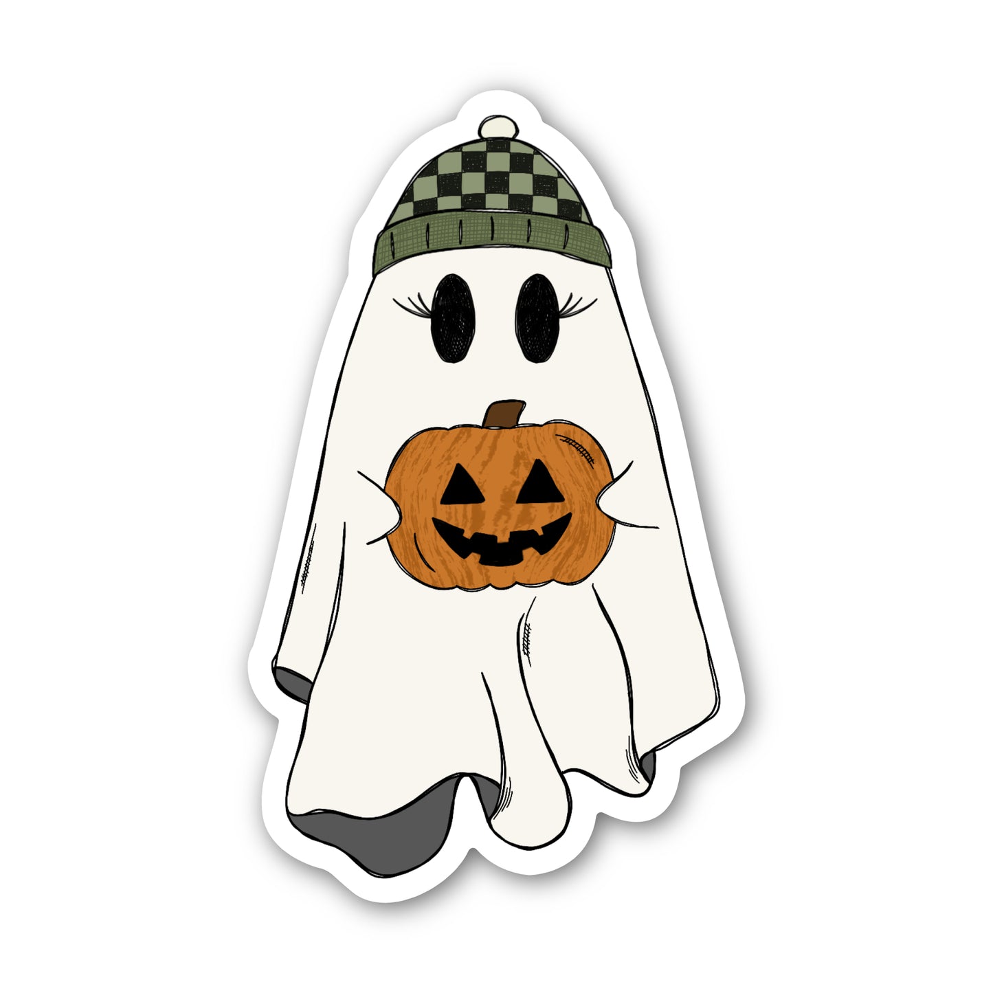 Ghost Holding a Pumpkin Sticker