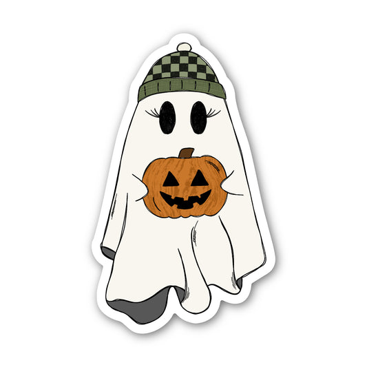 Ghost Holding a Pumpkin Sticker