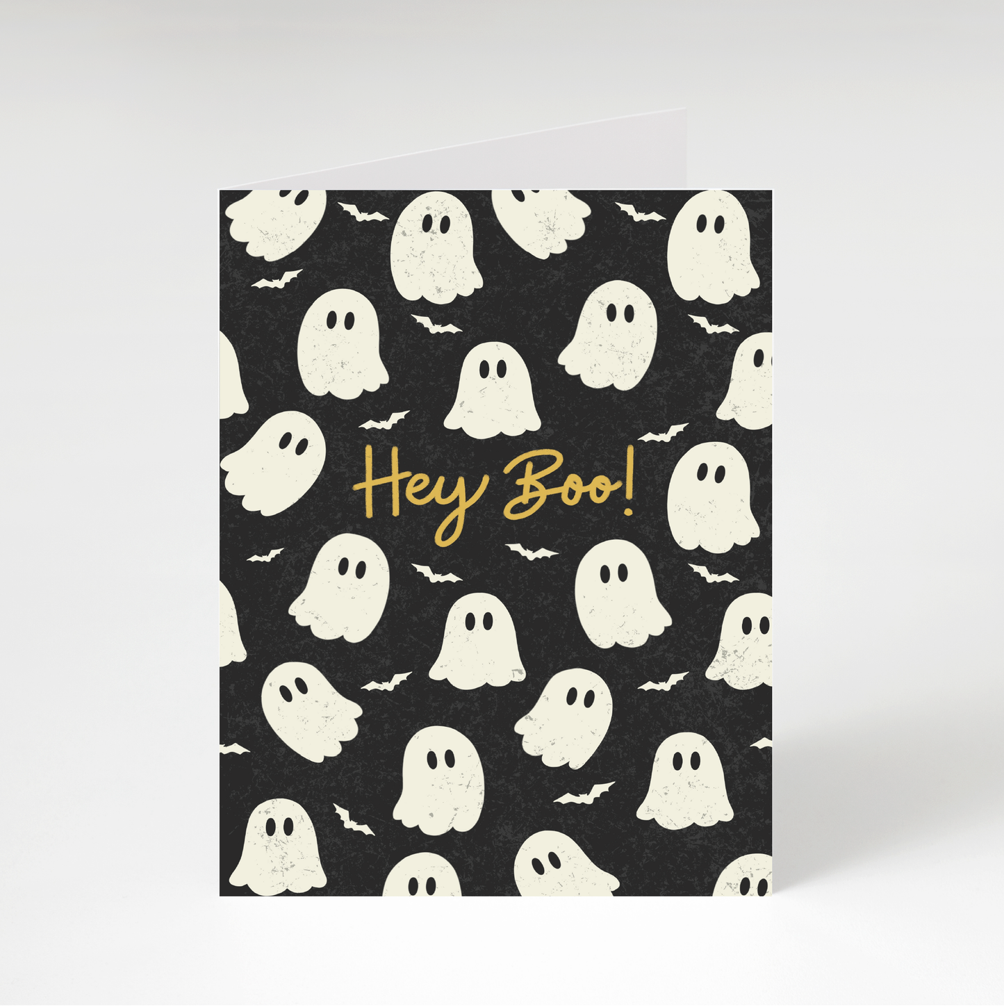 Hey Boo Ghostie Greeting Card - black