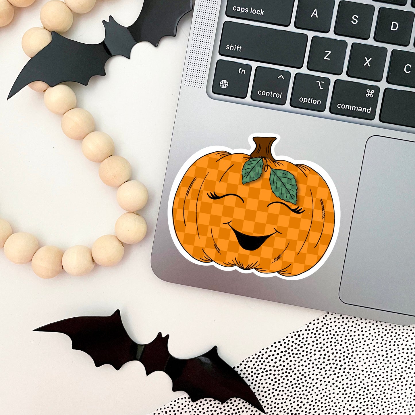 Halloween Checkered Pumpkin Sticker