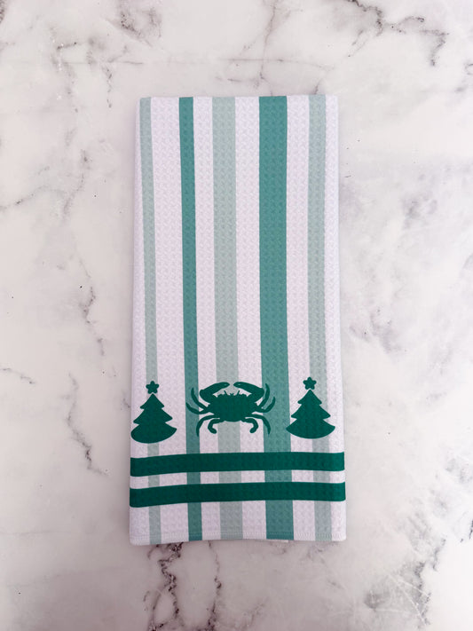 Green Christmas Crab Kitchen Dish Towel