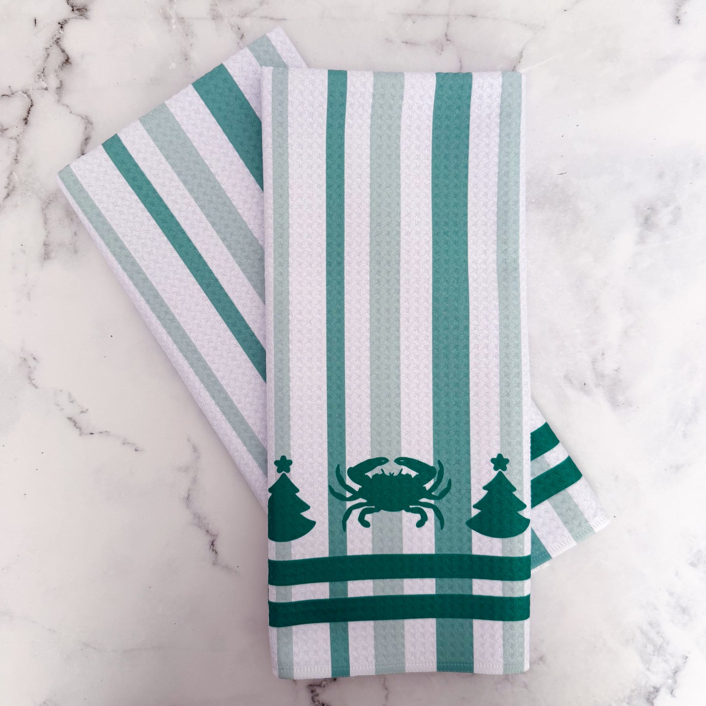 Green Christmas Crab Kitchen Dish Towel