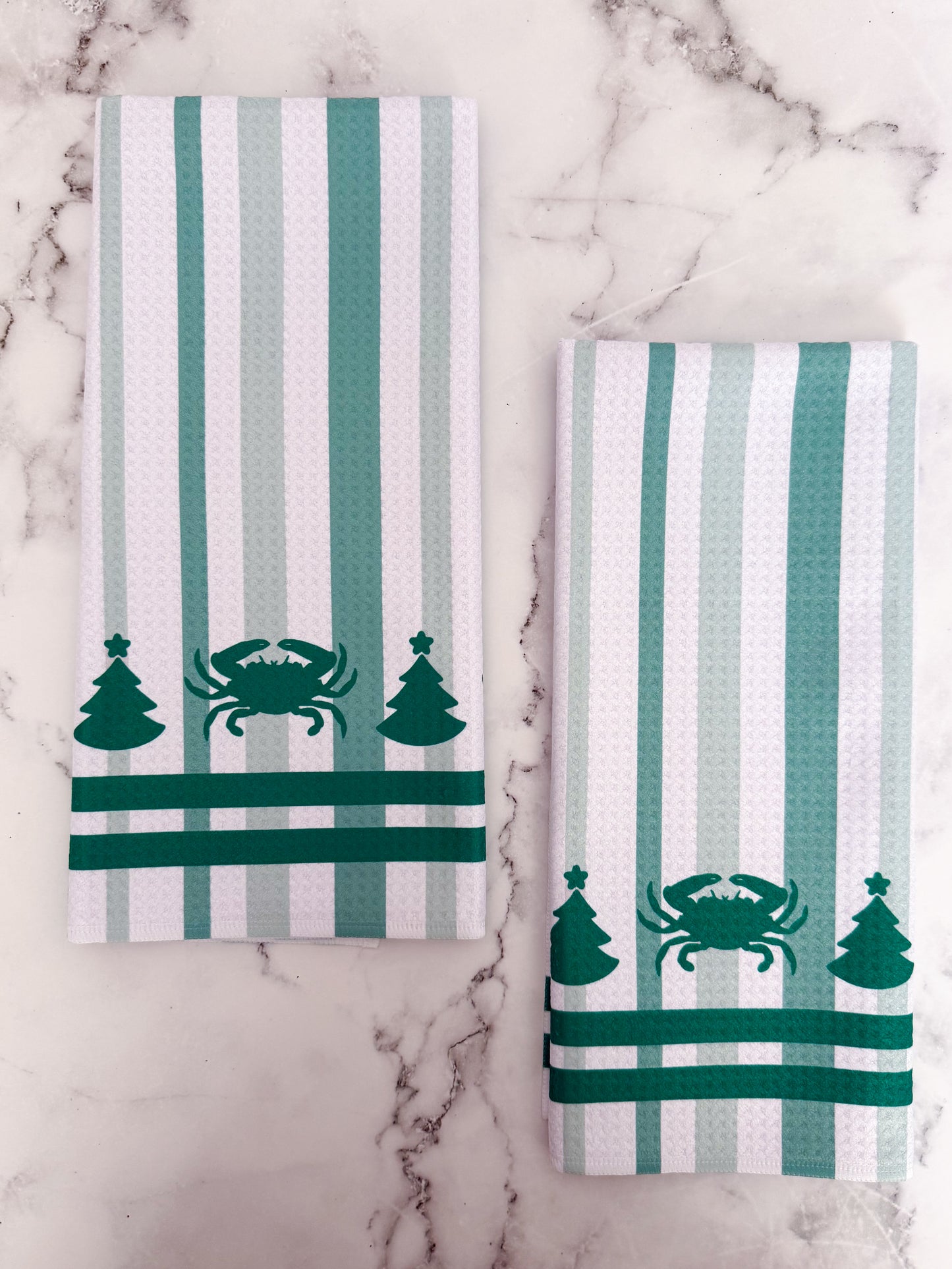 Green Christmas Crab Kitchen Dish Towel