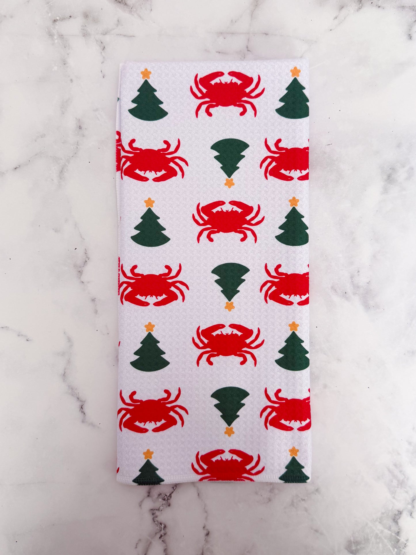 Crab & Christmas Tree Pattern Kitchen Dish Tea Towel