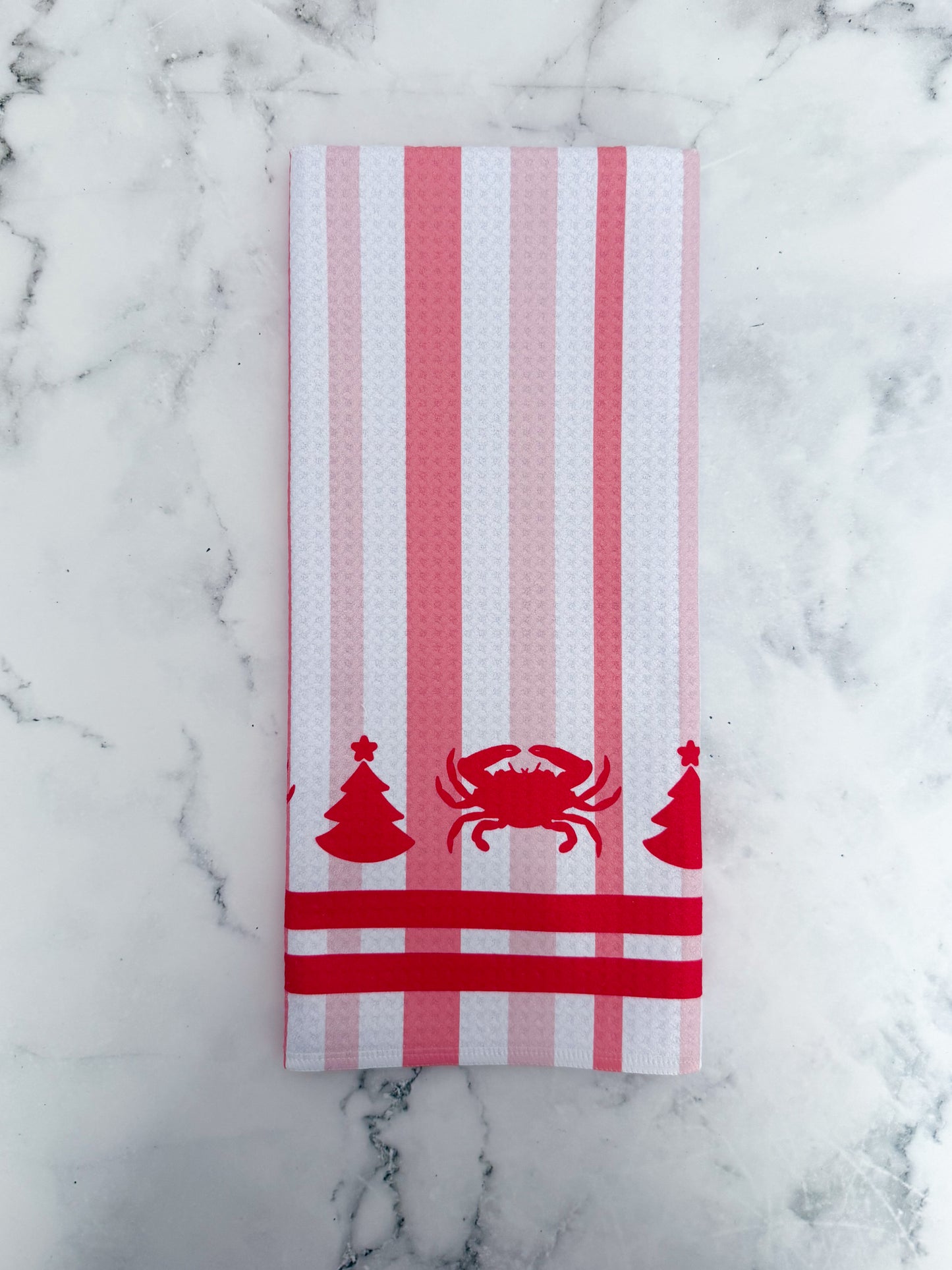 Red Christmas Crab Kitchen Dish Towel