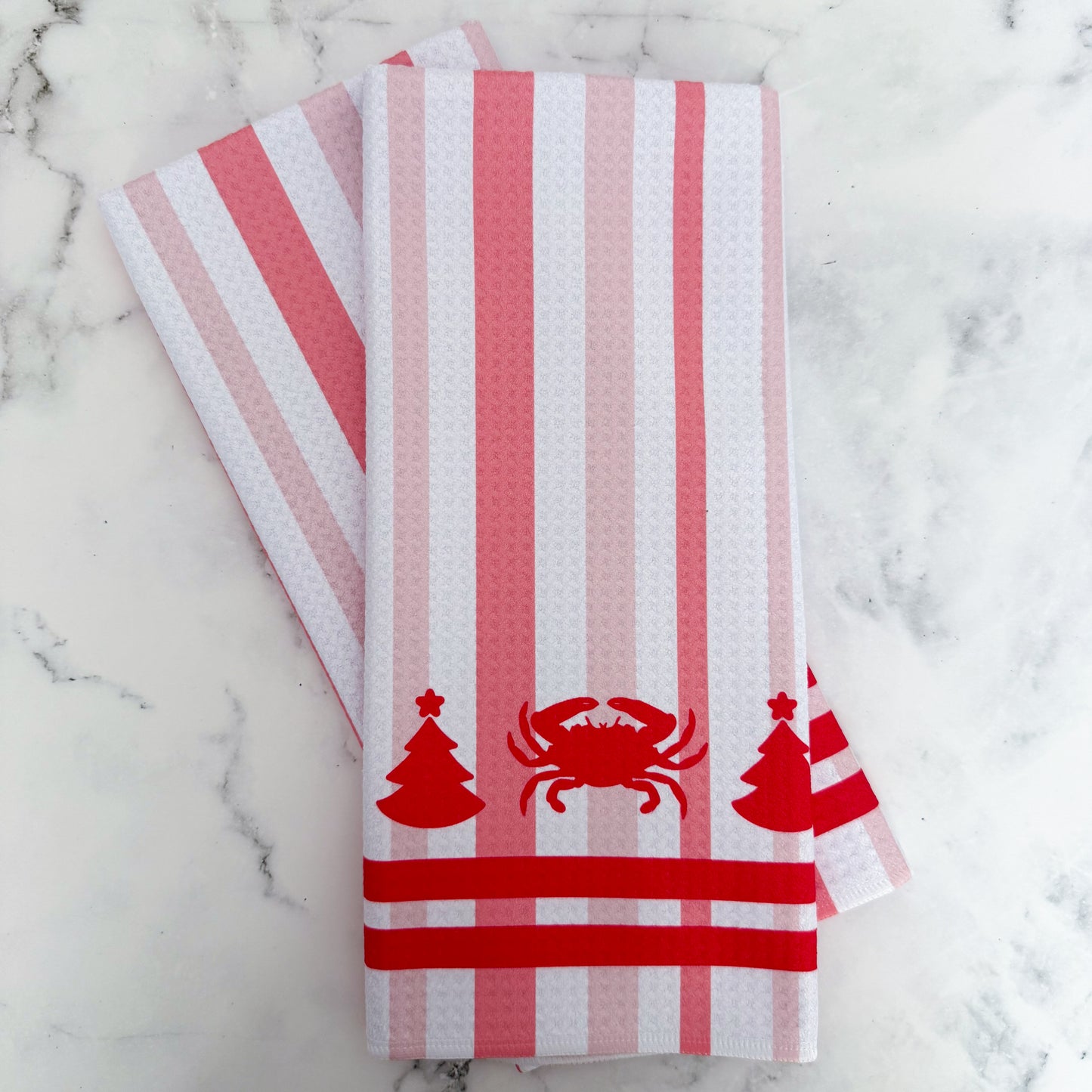 Red Christmas Crab Kitchen Dish Towel
