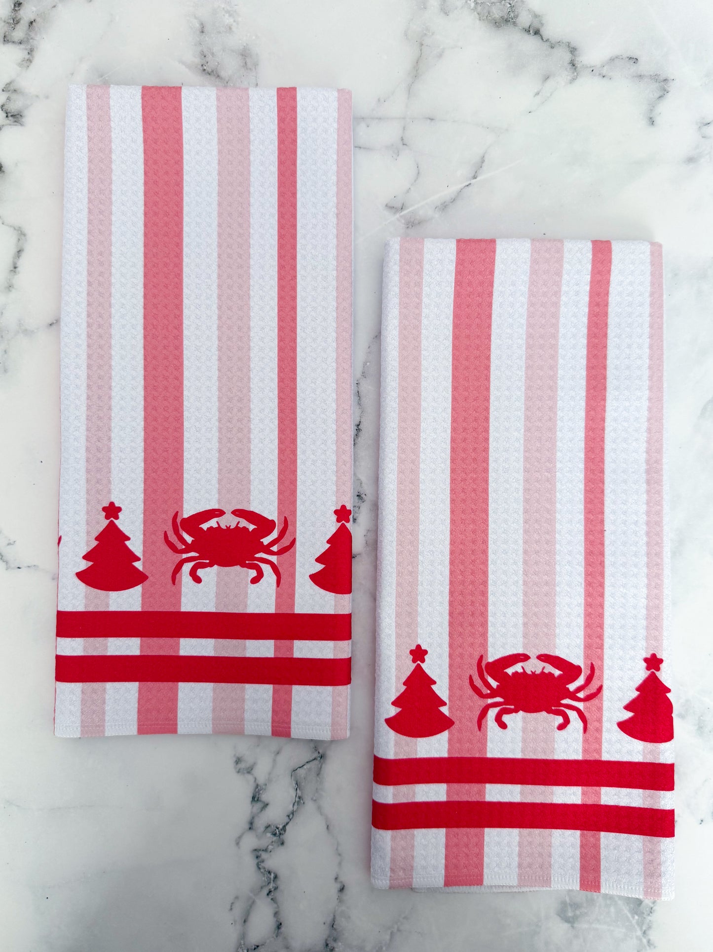 Red Christmas Crab Kitchen Dish Towel