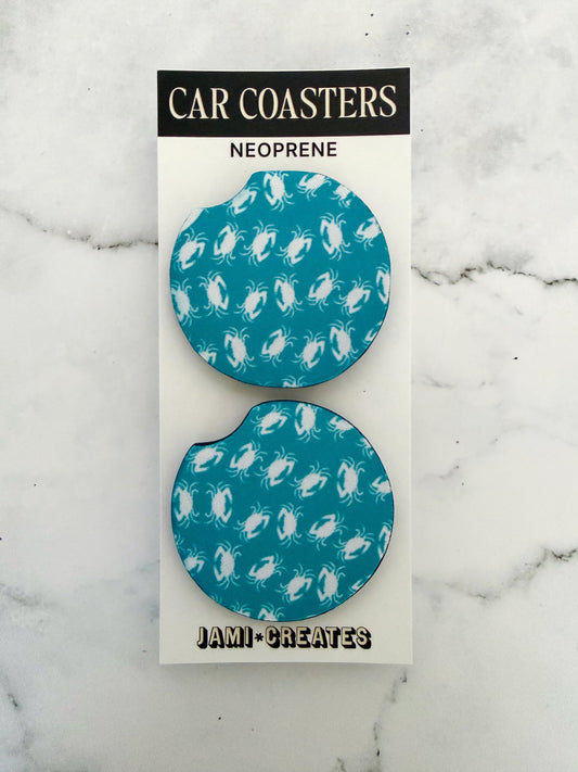 Turquoise Crab Car Coasters