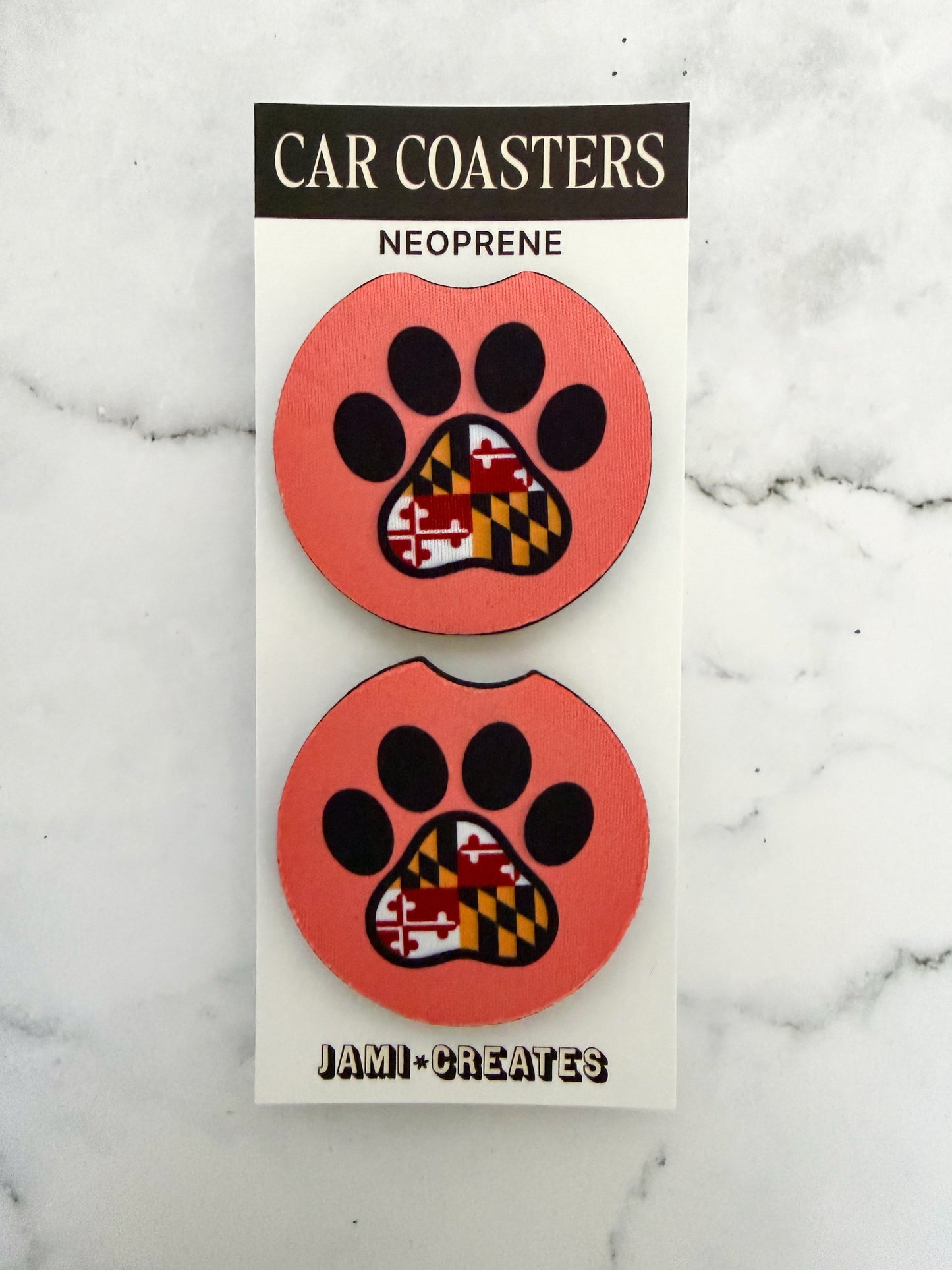 Maryland Dog Paw Car Coasters
