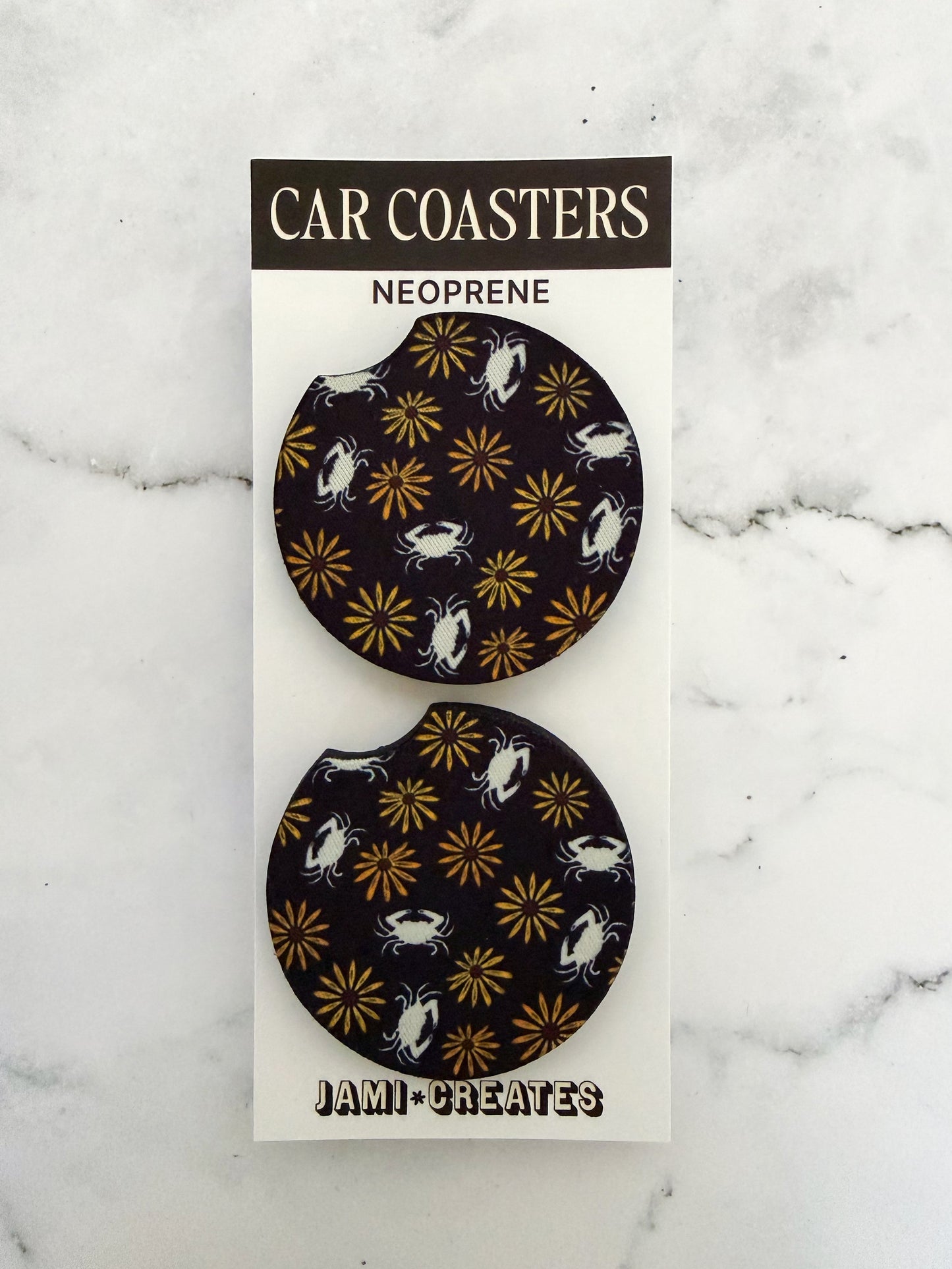 Maryland Black Eyed Susan & Crab Car Coasters