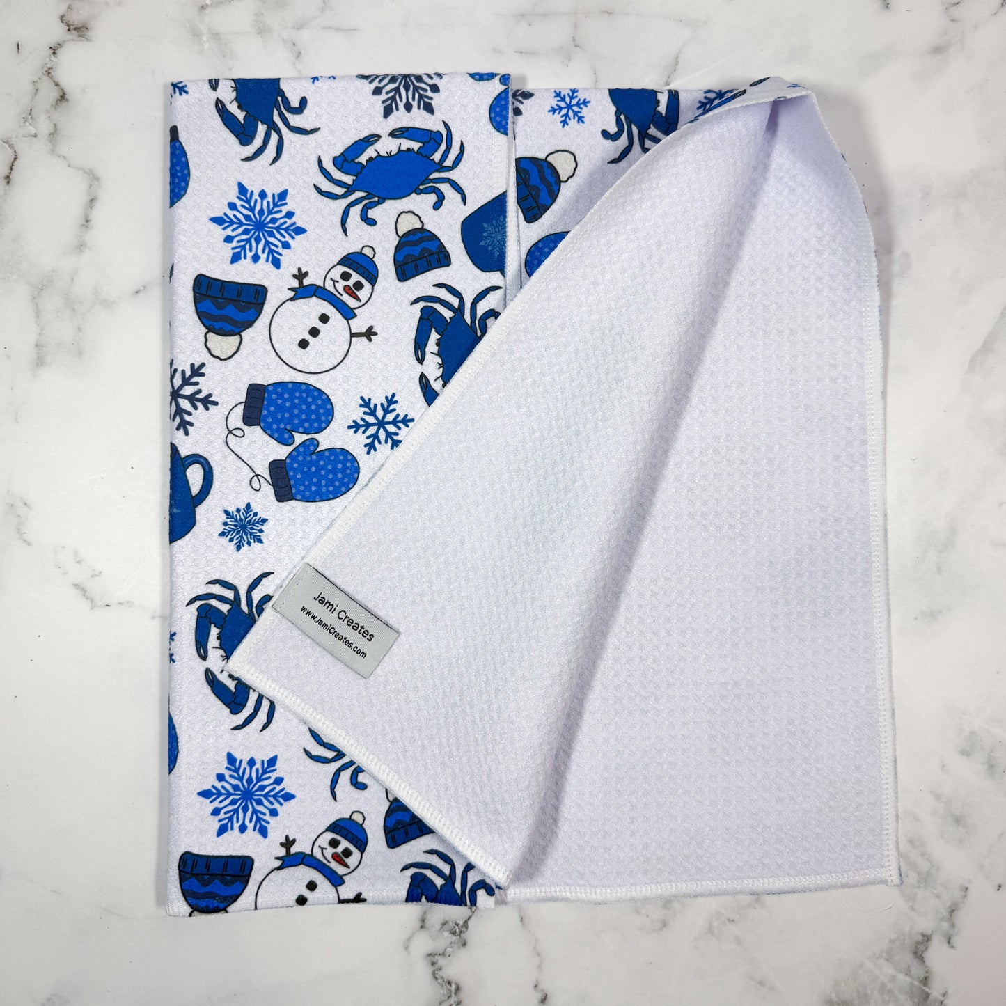 Winter Maryland Crabs Kitchen Towel