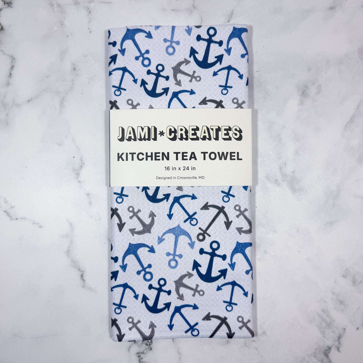 Navy Anchor Kitchen Towel