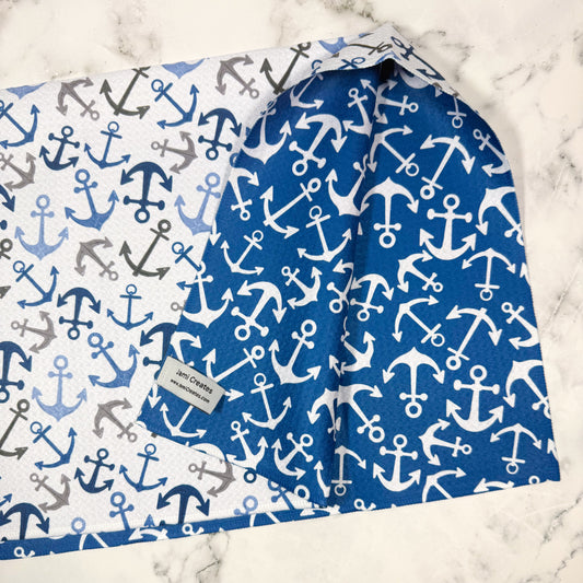 Navy Anchor Kitchen Towel