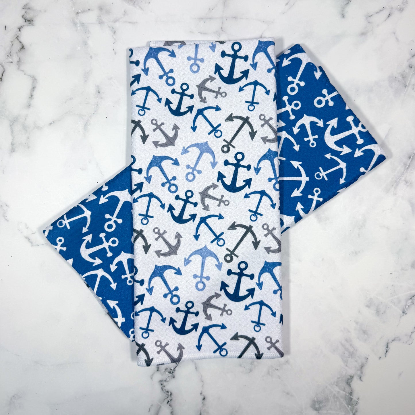 Navy Anchor Kitchen Towel