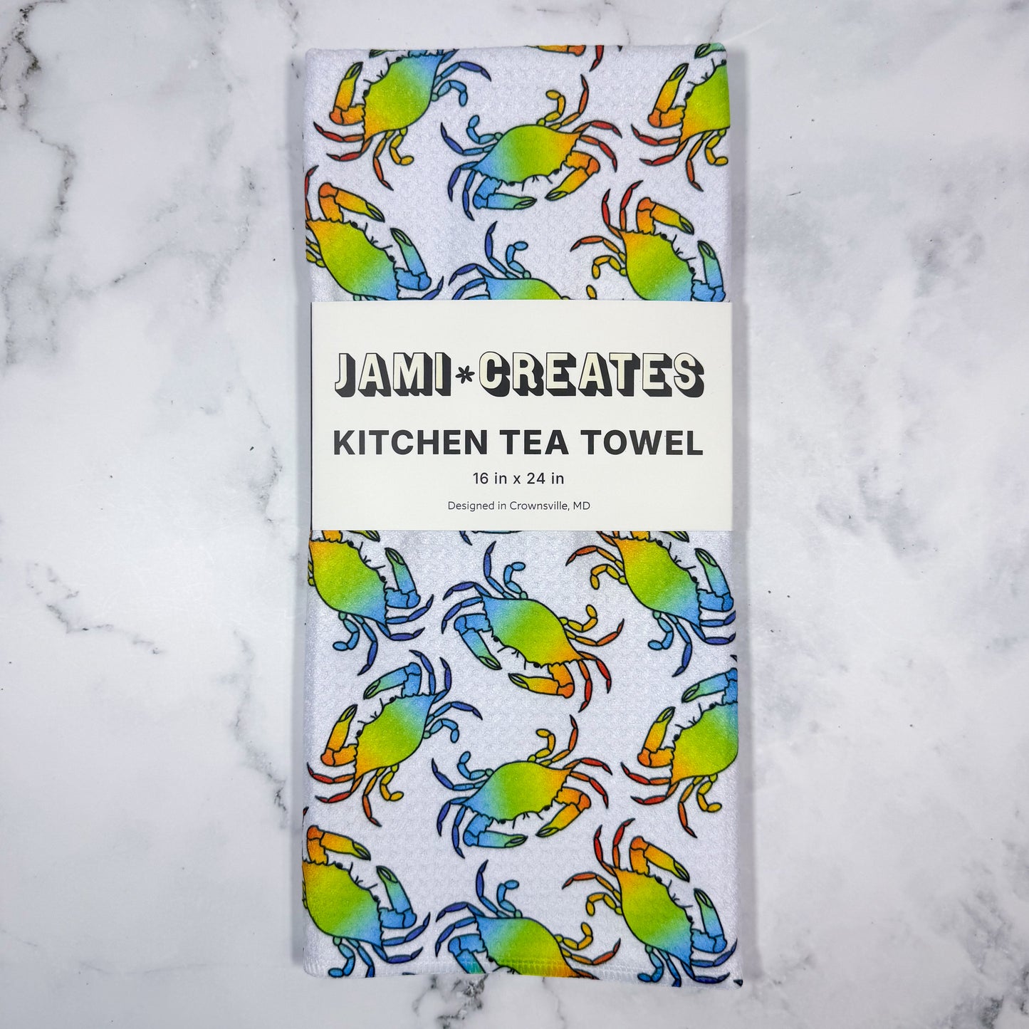 Rainbow Maryland Crabs Kitchen Towel