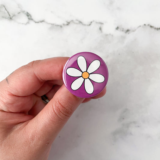 Purple Flower Button / Badge (Buy 4 Get 1 FREE)