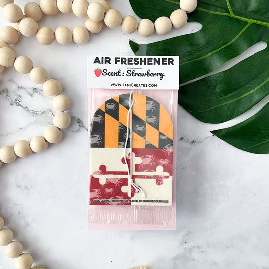 Maryland Flag Air Freshener, Strawberry Scent