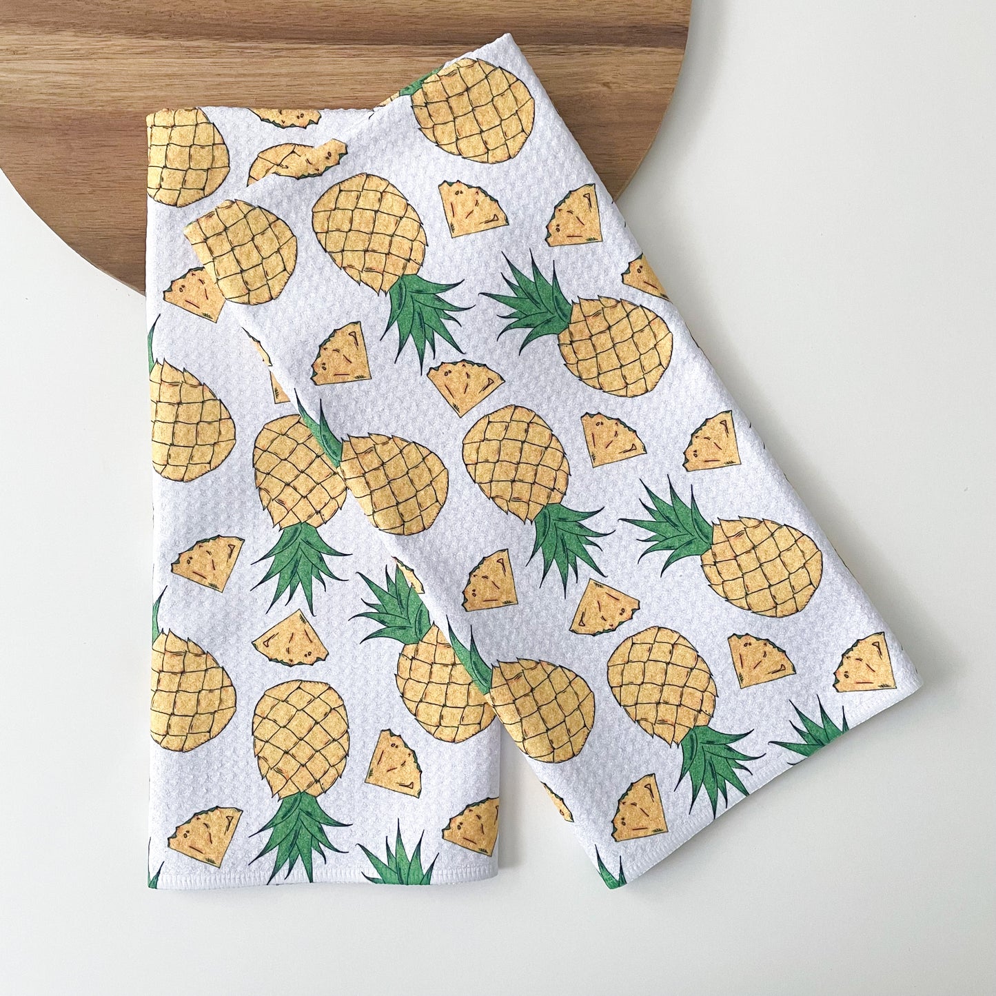 Pineapple Patterned Waffle Kitchen Dish Towel