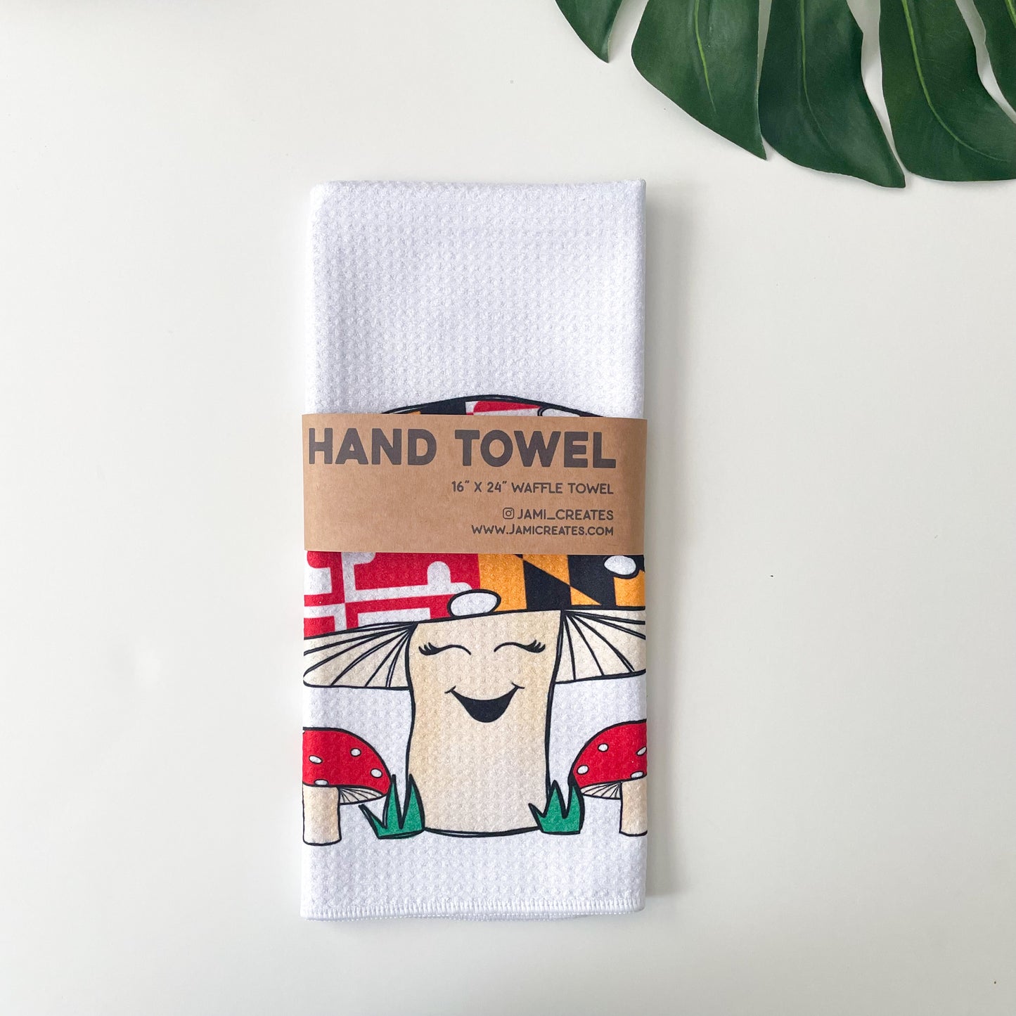 Maryland Mushroom & Gnome Friends Waffle Towel