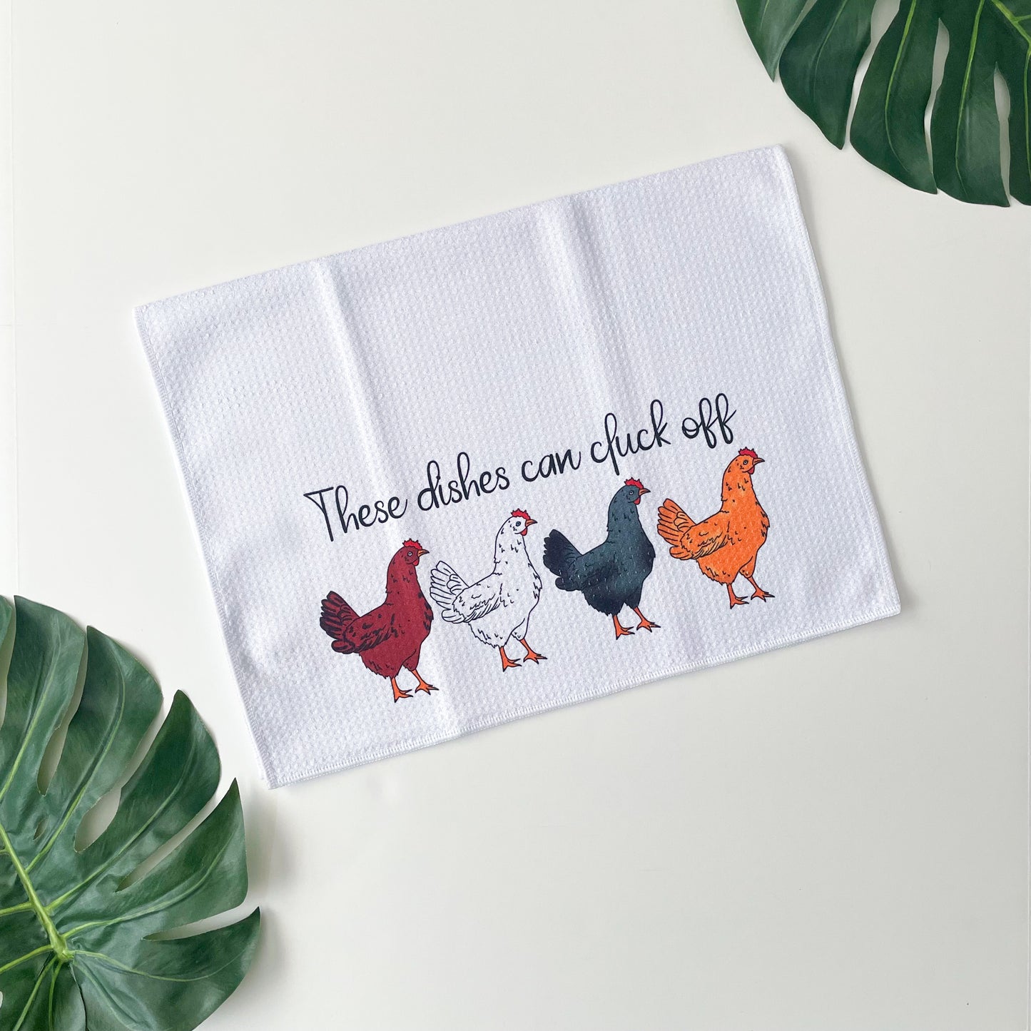 Cluck Off Chicken Kitchen Pun Waffle Towel