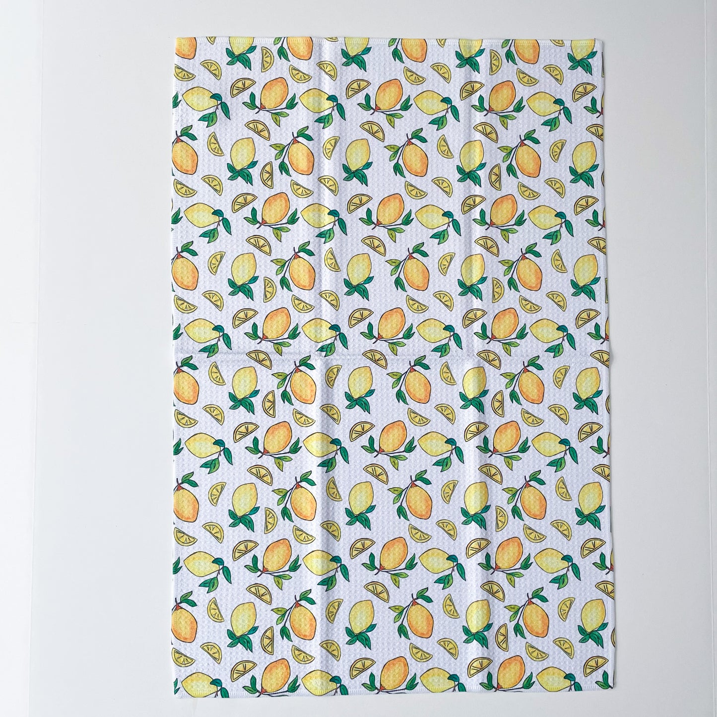 Lemons Patterned Waffle Kitchen Dish Towel