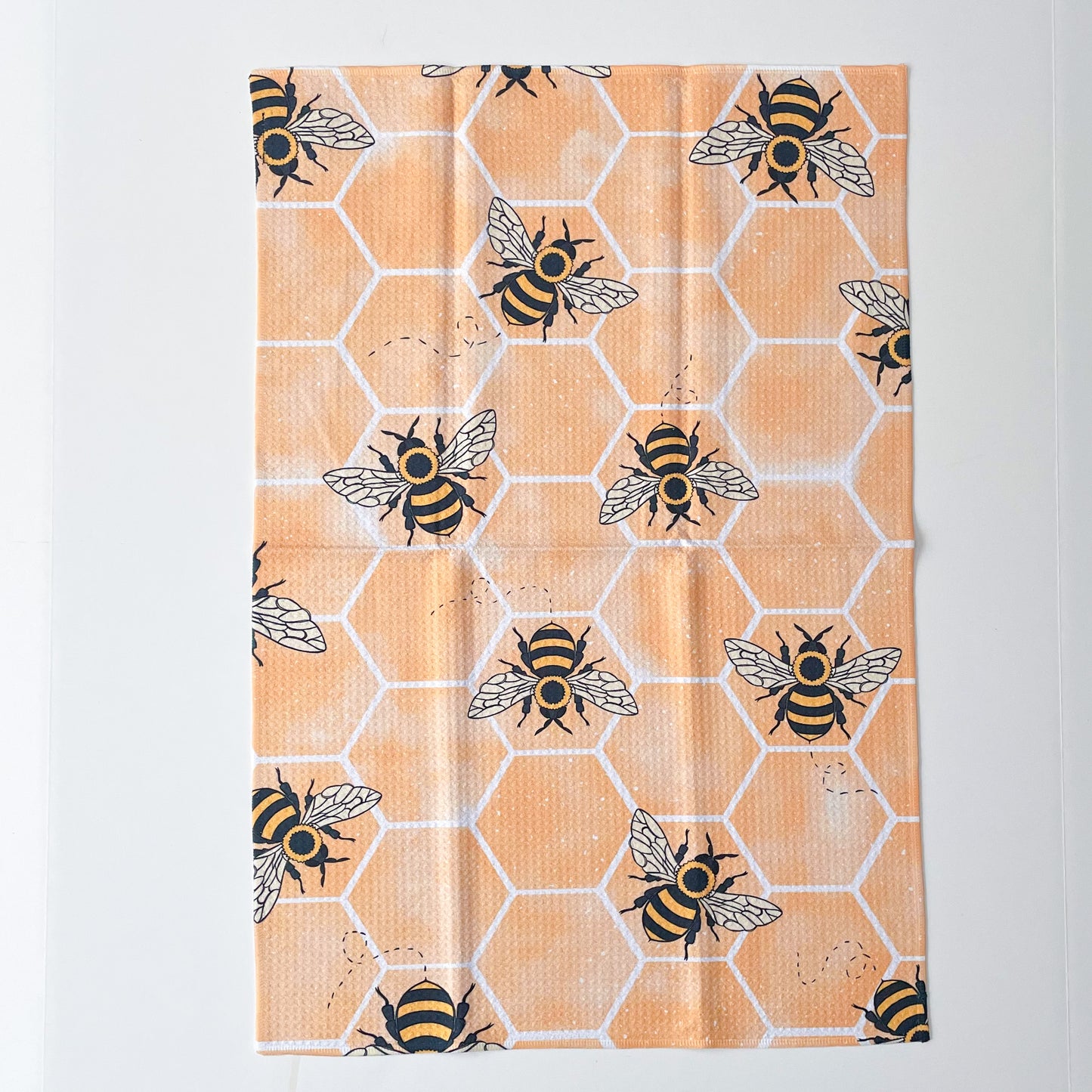 Bee Honeycomb Kitchen  Patterned Waffle Towel