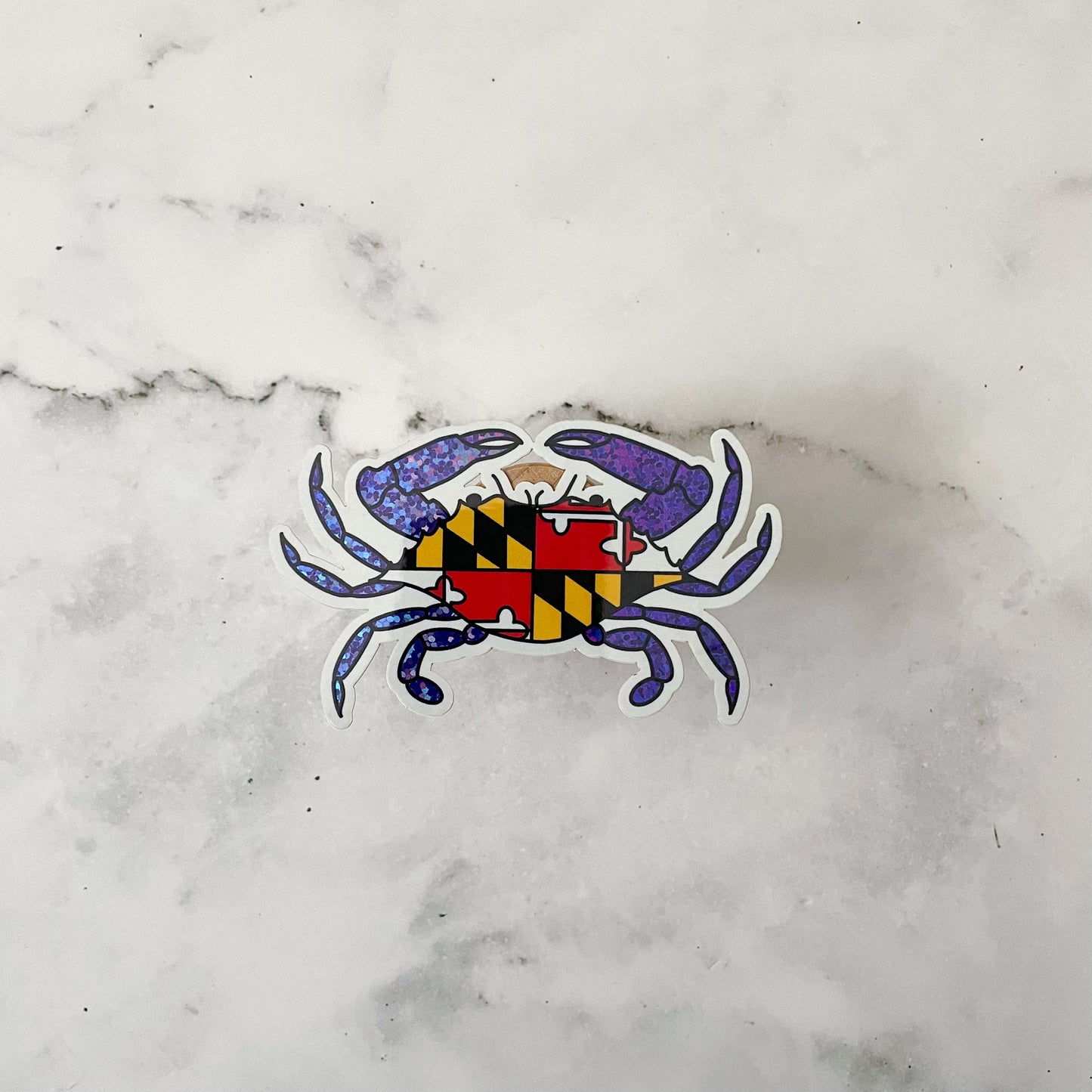 Maryland Blue Glitter Crab Flag Sticker