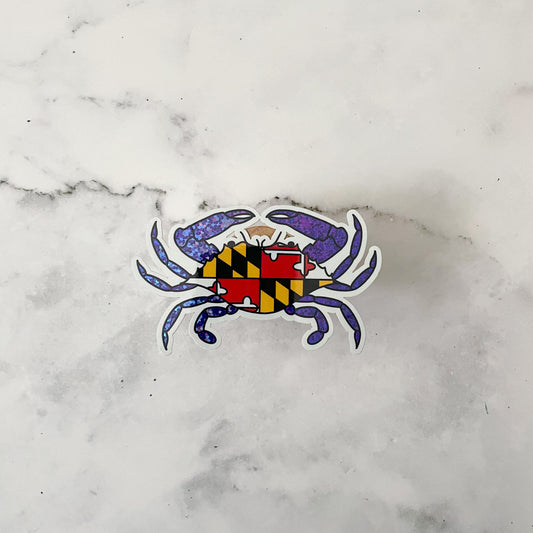 Maryland Blue Glitter Crab Flag Sticker