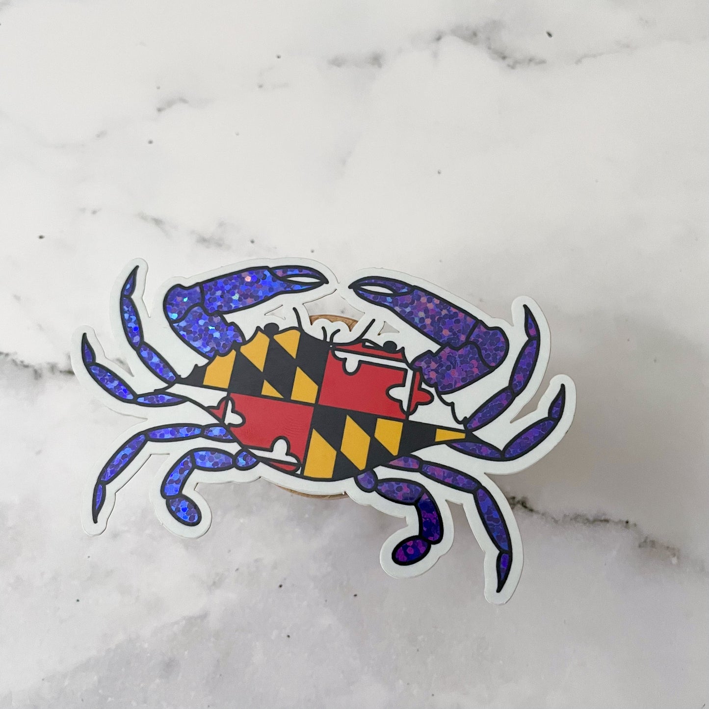 Maryland Blue Glitter Crab Flag Sticker