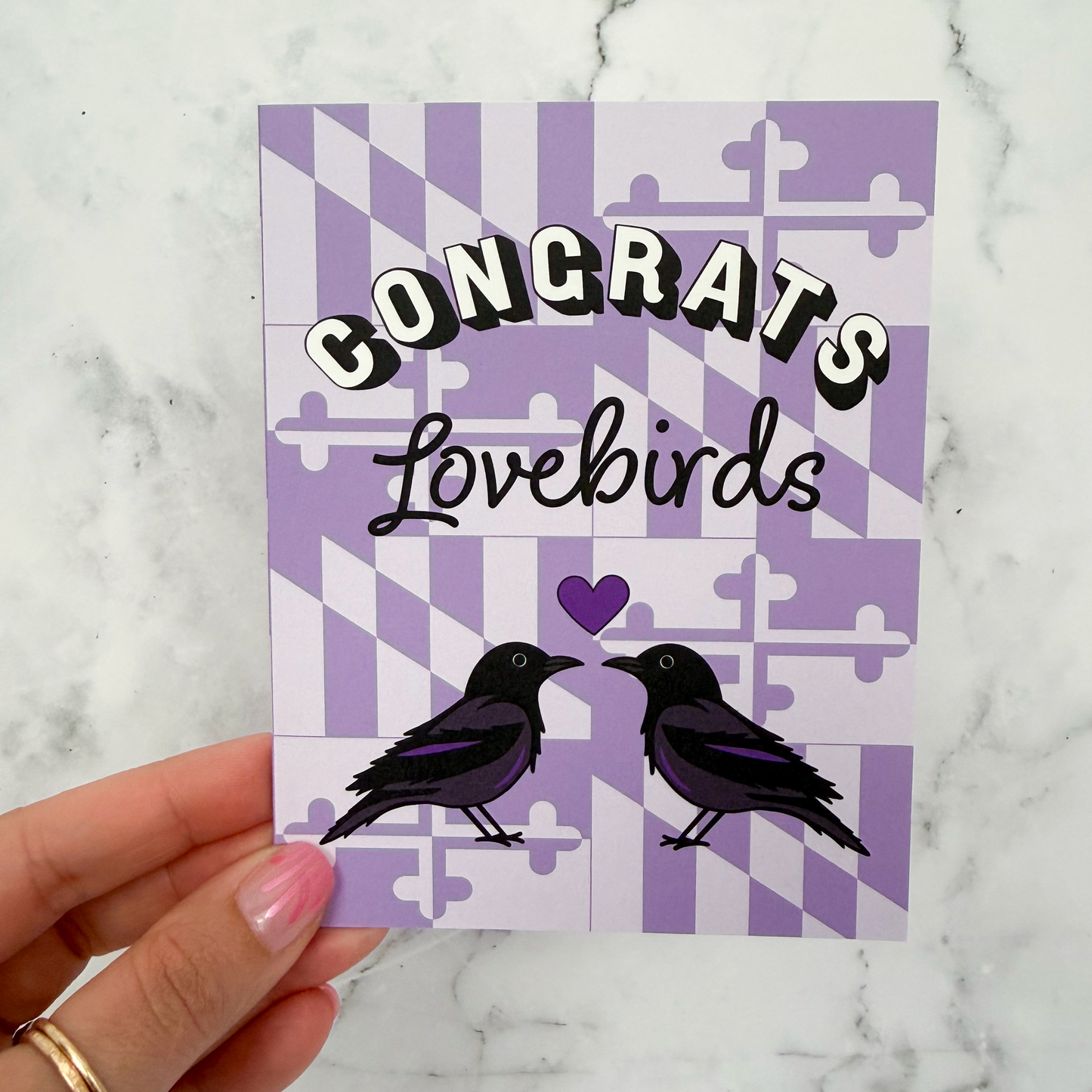 “Congrats Lovebirds” Ravens-Inspired Greeting Card