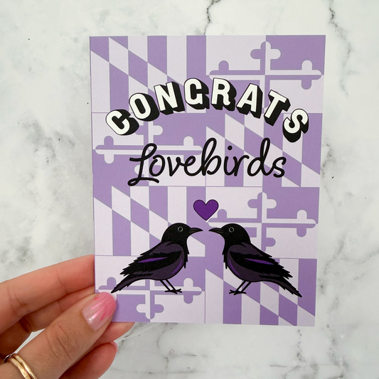 “Congrats Lovebirds” Ravens-Inspired Greeting Card